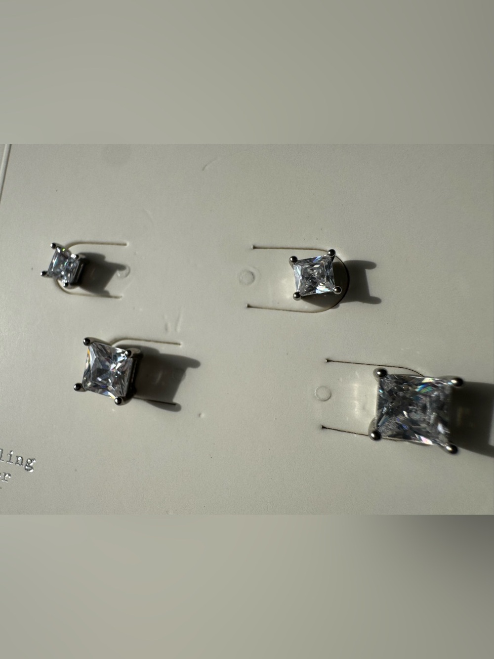 A New Day Silver Collection 2 Pairs of Square Cut Cubic Zirconia Stud Earrings - Picture 2 of 3